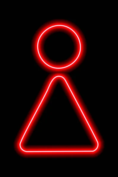 Simple Stylized Symbol Woman Female Sign Red Neon Outline Black — стоковый вектор