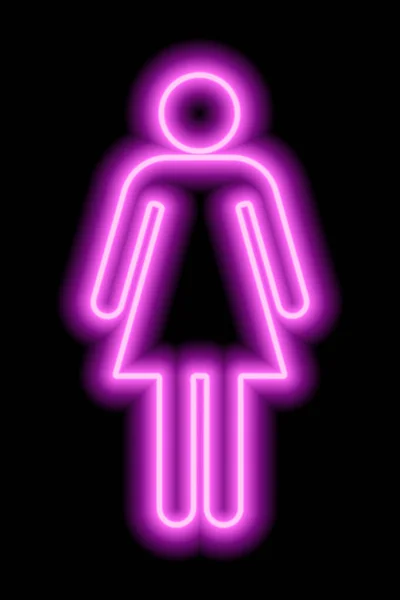 Simple Stylized Symbol Woman Female Sign Pink Neon Outline Black — Stock Vector