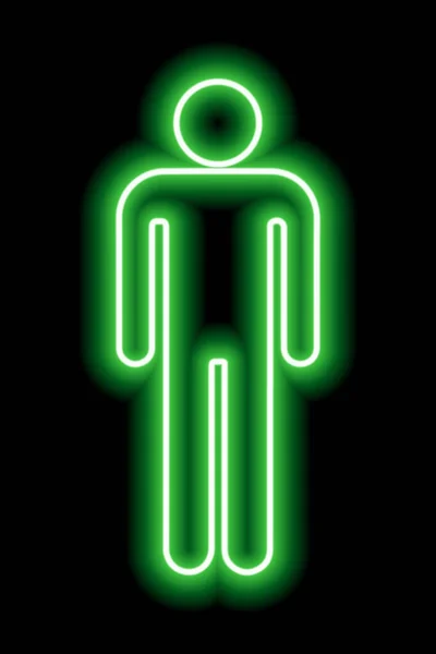 Simple Stylized Symbol Man Male Sign Green Neon Outline Black — Vetor de Stock