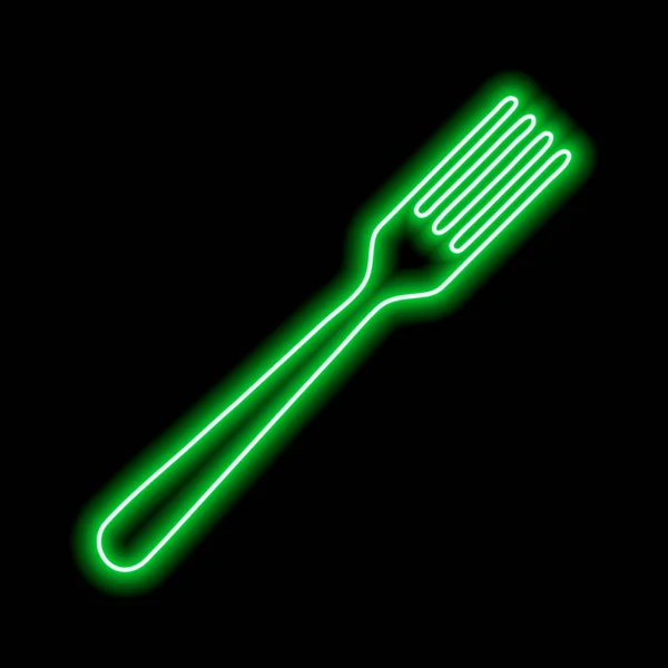 Neon Green Fork Silhouette Black Background Vector Illustration Royalty Free Stock Ilustrace