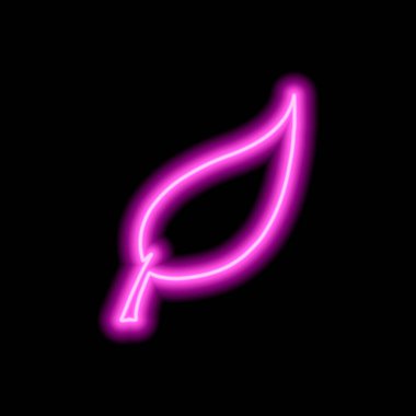 Siyah arka plandaki bir ağaçtan pembe neon yaprak izi. Vektör illüstrasyonu