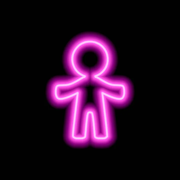 Egy Egyszerű Neon Rózsaszín Emberi Kontúr Fekete Háttérrel Vektorillusztráció — Stock Vector