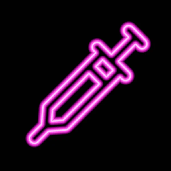 Siringa Stilizzata Neon Rosa Contorno Sfondo Nero Illustrazione Vettoriale — Vettoriale Stock