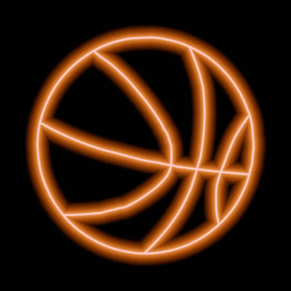 Neon Bruine Vorm Van Basketbal Een Zwarte Achtergrond Vectorillustratie — Stockvector