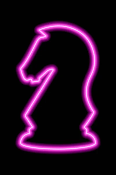 Νέος Ροζ Περιγράμματος Ιππότης Σκακιού Μαύρο Φόντο Εικονογράφηση Διανύσματος — Διανυσματικό Αρχείο