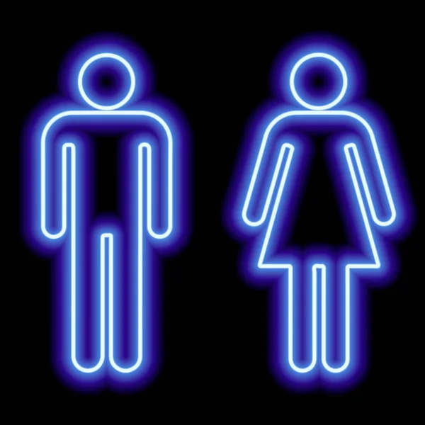 Neonově Modrý Symbol Samec Samice Černém Pozadí Stock Ilustrace