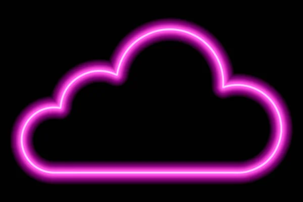 Yrosafarbene Neon Wolke Auf Schwarzem Hintergrund Lineare Kontur Wetter Vektorillustration — Stockvektor