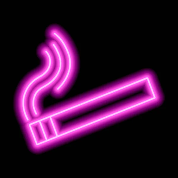 Roze Neon Sigaret Met Rook Een Zwarte Achtergrond — Stockvector
