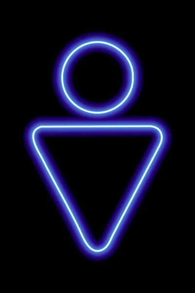 Enkel Stiliserad Symbol För Man Manligt Tecken Blå Neon Kontur — Stock vektor