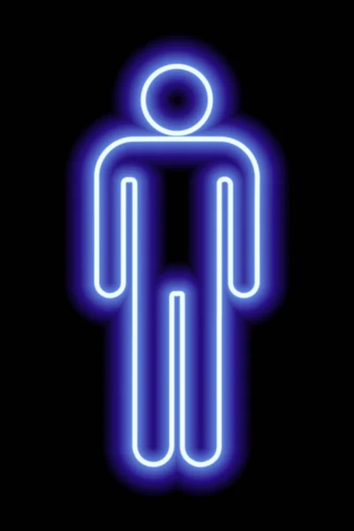 Simple Symbole Stylisé Homme Signe Masculin Contour Néon Bleu Sur — Image vectorielle