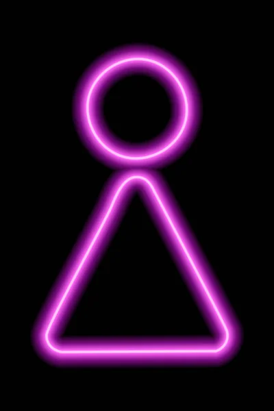 Jednoduchý Stylizovaný Symbol Ženy Ženské Znamení Růžový Neon Obrys Černém Stock Vektory