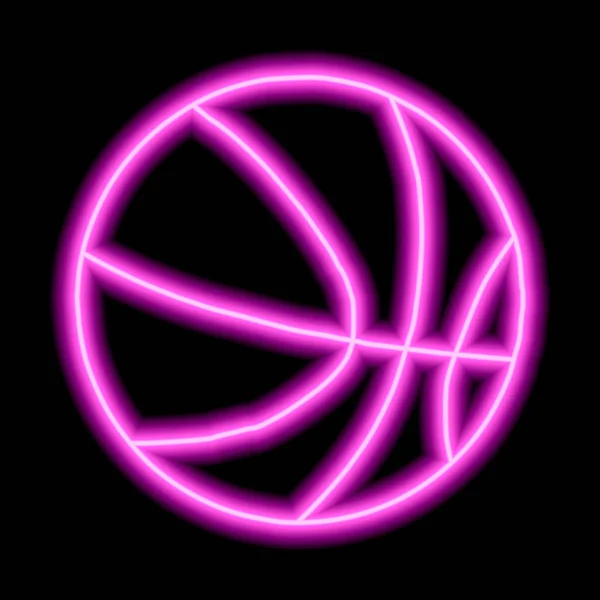 Neon Rosa Form Von Basketball Auf Schwarzem Hintergrund Vektorillustration — Stockvektor