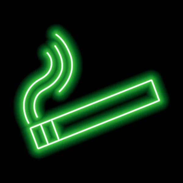 Zöld Neon Cigaretta Füst Fekete Háttér — Stock Vector