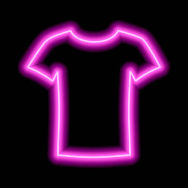Pinkfarbener Neon Umriss Eines Weißen Shirts Auf Schwarzem Hintergrund Vektorillustration — Stockvektor