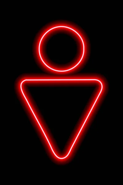 Simple Símbolo Estilizado Hombre Signo Masculino Esquema Neón Rojo Sobre — Vector de stock