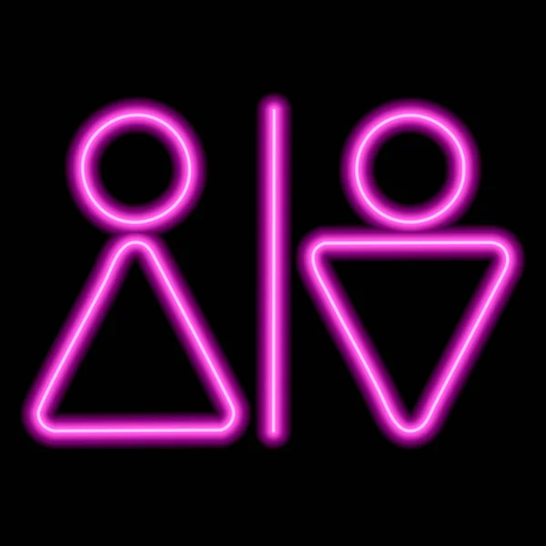 Νέον Ροζ Σύμβολο Της Τουαλέτα Τουαλέτα Αρσενικό Θηλυκό Μαύρο Φόντο — Διανυσματικό Αρχείο