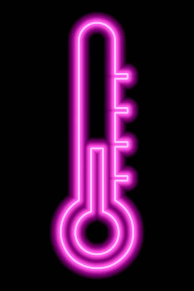 Różowy Neonowy Kontur Termometru Zewnętrznego Pomiar Temperatury Powietrza Koncepcja Pogody — Wektor stockowy