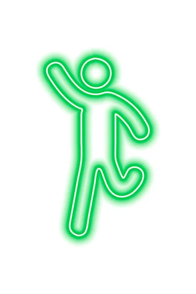 Silhouette Verte Fluo Running Man Qui Agite Main Isolée Sur — Image vectorielle