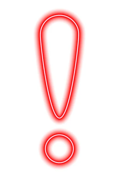 Röd Neon Utropstecken Isolerad Vitt Vektorillustration — Stock vektor