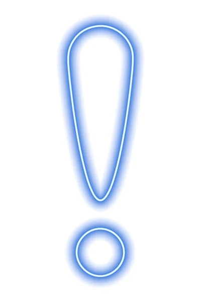 Ponto Exclamação Néon Azul Isolado Branco Ilustração Vetorial —  Vetores de Stock