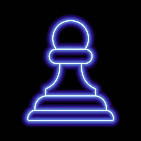 Neonblå Konturschackfigur Bonde Svart Bakgrund Vektorillustration — Stock vektor