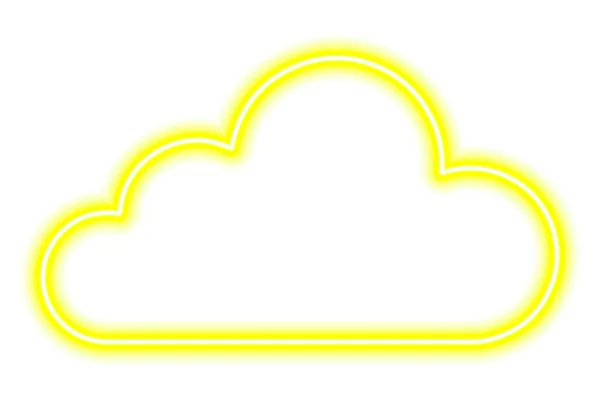 Nuage Néon Jaune Isolé Sur Blanc Contour Linéaire Météo Illustration — Image vectorielle