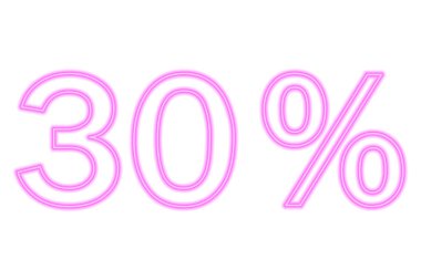 % 30 'u beyaza izole edilmiş. Neon tarzı pembe çizgi. Vektör illüstrasyonu