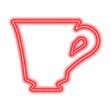 Kupanın şekli, beyaz üzerine izole edilmiş neon kırmızı çizgi. Vektör illüstrasyonu