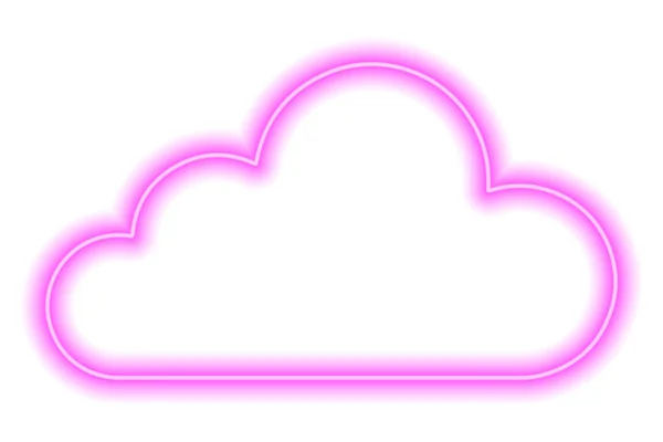 Розовое Неоновое Облако Изолированное Белом Линейный Контур Погода Векторная Иллюстрация — стоковый вектор