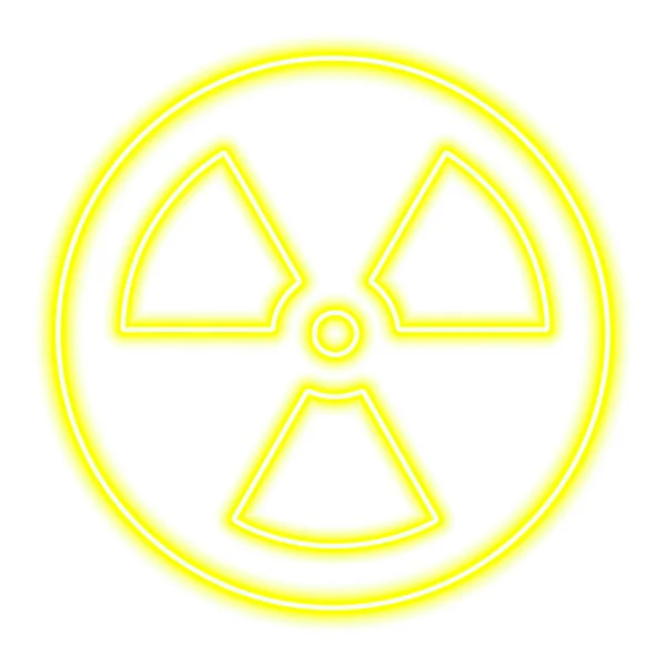 Sarı Neon Radyasyon Ikonu Beyaza Izole Edildi Vektör Illüstrasyonu — Stok Vektör