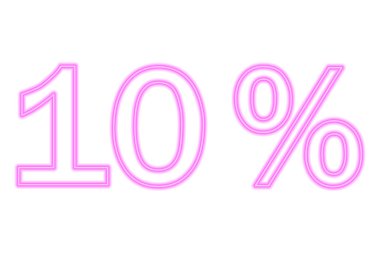 % 10 'u beyaza izole edilmiş. Neon tarzı pembe çizgi. Vektör illüstrasyonu