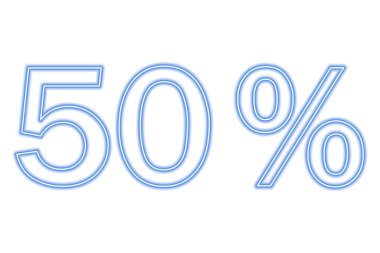 % 50 'si beyaza izole edilmiş. Mavi çizgi neon şeklinde. Vektör illüstrasyonu