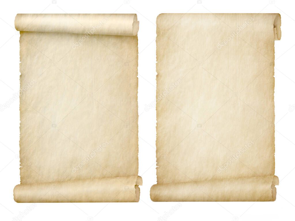 set of scrolls on white background