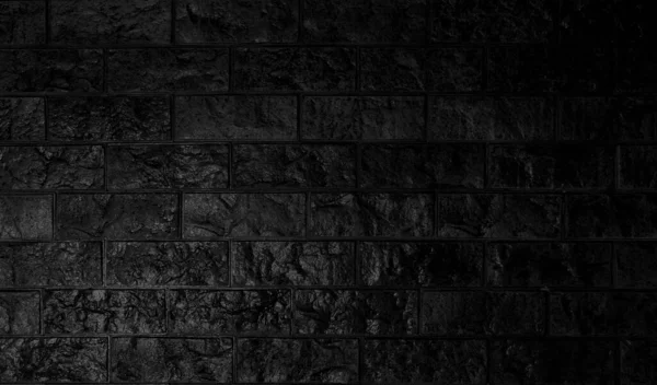 Черная Кирпичная Стена Абстрактными Узорами Пола Каменной Плитки Градиентным Освещением — стоковое фото