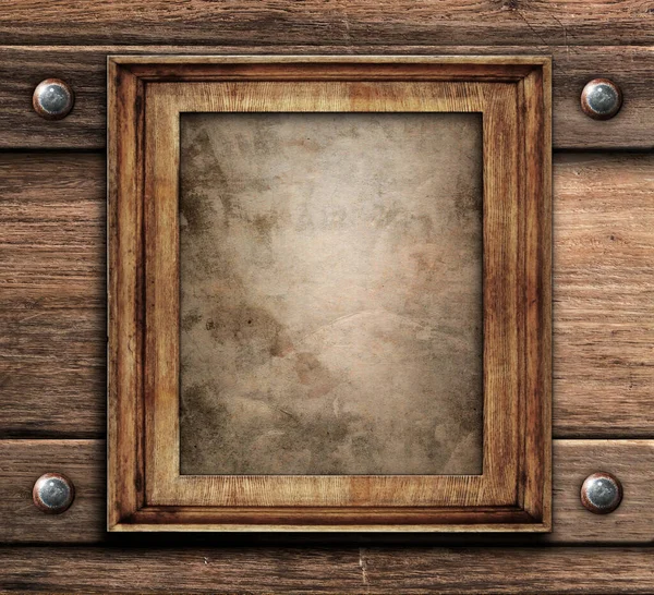 Złota Ramka Wypełnieniem Papierowym Drewnianej Ścianie — Zdjęcie stockowe