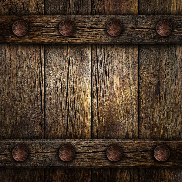 設計のための古い木製の背景に金属 — ストック写真