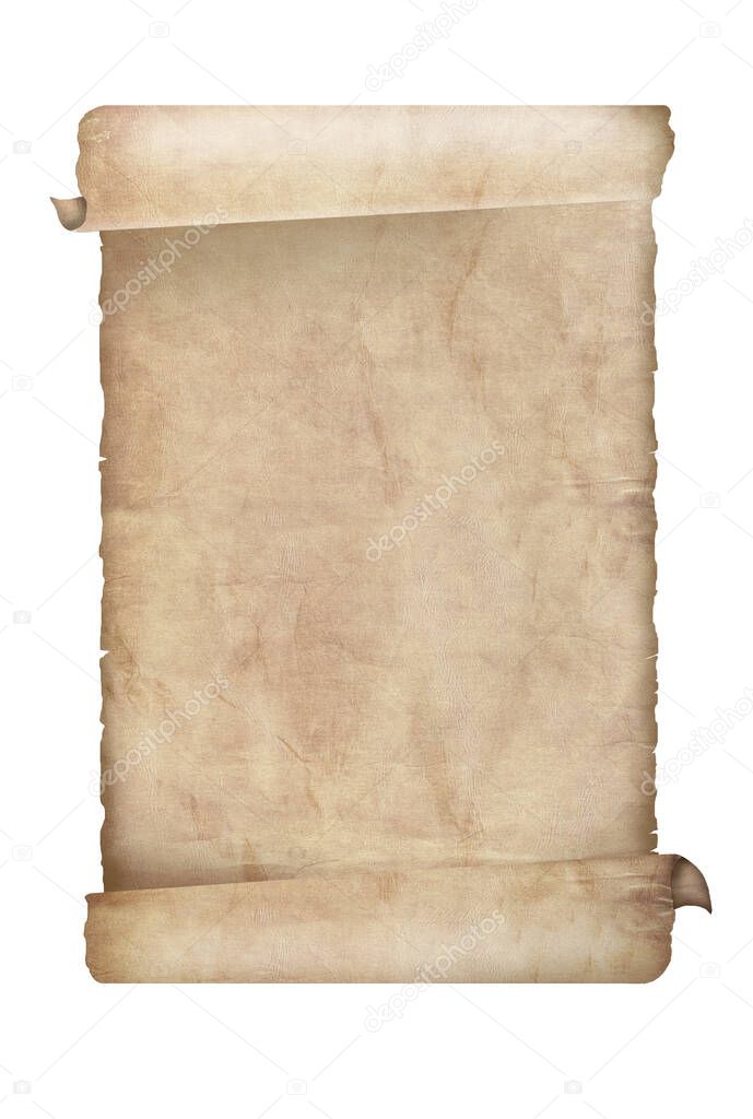 Old vintage scroll isolated on white background