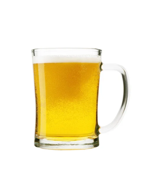 Glas Vers Bier Geïsoleerd Een Witte Achtergrond Met Uitknippad — Stockfoto