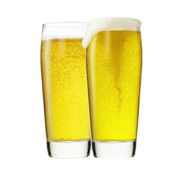 Bicchiere Birra Fresca Isolato Sfondo Bianco Con Percorso Ritaglio — Foto Stock