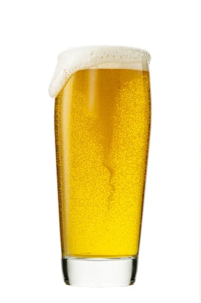 Bicchiere Birra Fresca Isolato Sfondo Bianco Con Percorso Ritaglio — Foto Stock