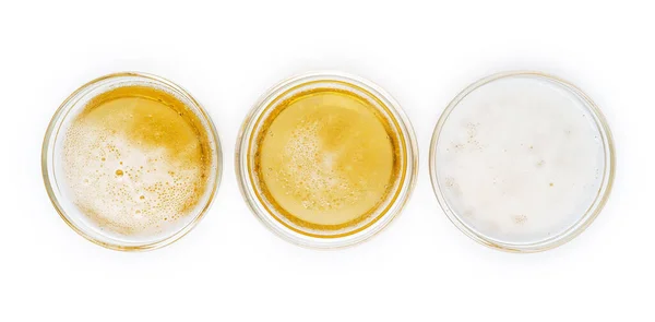 Set Beer Glass Beer Bubbles Beer Foam Glass White Background — Stock Photo, Image