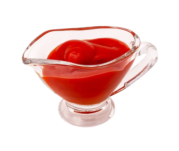 Rajčatová Omáčka Nebo Kečup Skleněné Misce Izolované Bílém Pozadí — Stock fotografie