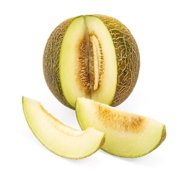 Beyaz arka plan kesme izole kavun dilimleri