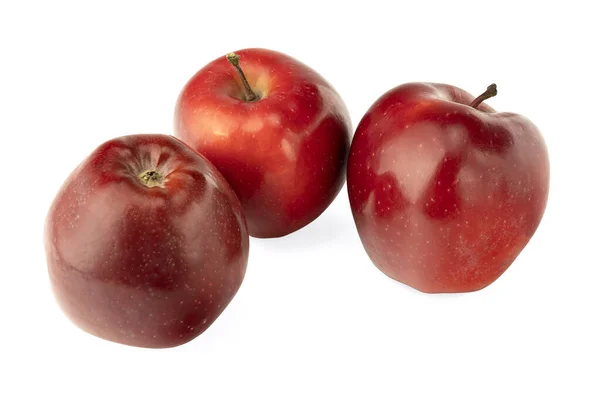 Červená Jablka Jablkem Plátek List Izolované Bílém Pozadí — Stock fotografie