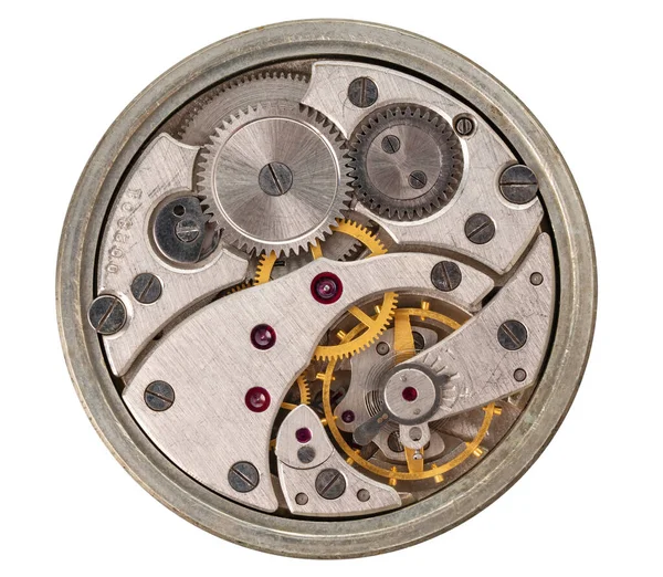 Close View Watch Mechanism Isolated White Background Royalty Free Stock Images