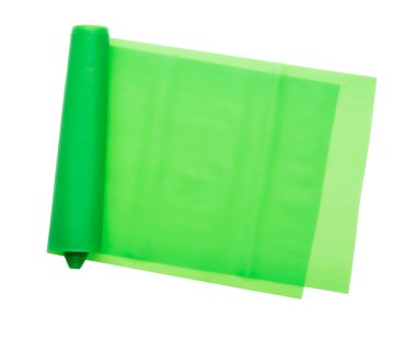 Beyaz arka planda spor için yeşil kauçuk rulo