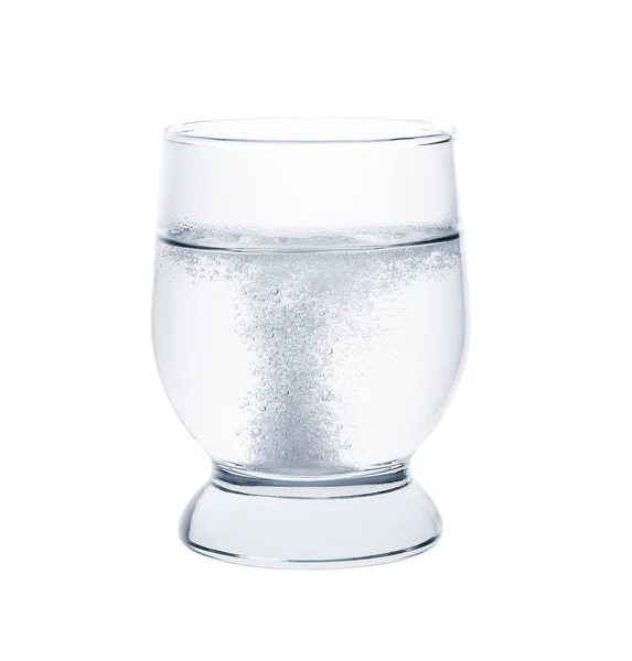 Склянка Ефірною Таблеткою Воді Ізольована Білому — стокове фото