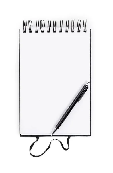 Notebook Pero Izolované Bílém — Stock fotografie