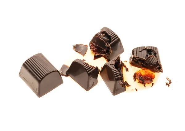 Choklad Täckt Körsbär Vit Bakgrund — Stockfoto