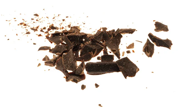 Bruten Choklad Med Liten Bit Isolerad Vit Bakgrund Stockfoto